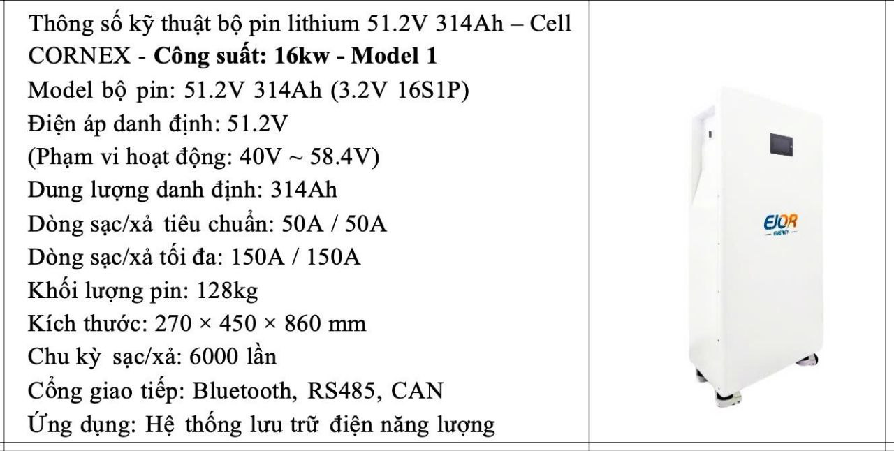 Pin lithium lưu trữ 16kwh EJOR công nghệ LifePo4 - Ảnh 6